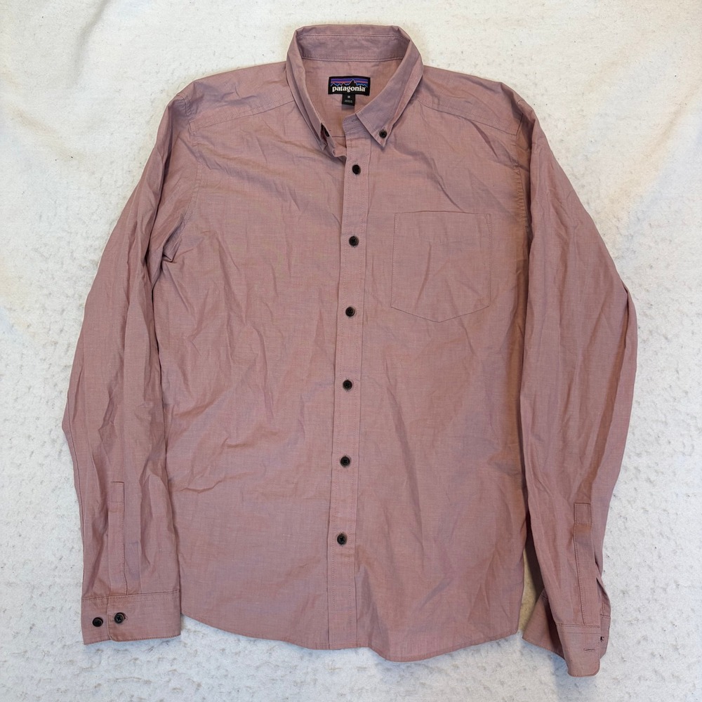 Patagonia Button Down Shirt Mens Size Medium Pink Long Sleeve Cotton Blend
